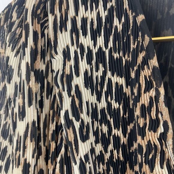 GANNI Leopard Print Oversized Bubble Sleep Blouse Size 36 /Small  100% Polyester - Picture 6 of 8